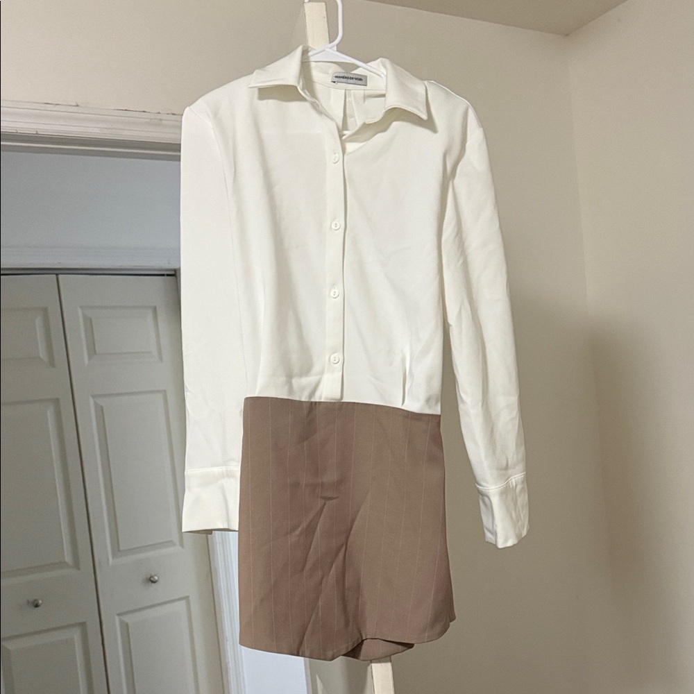 Maniere De Voir Cream Shirt Dress